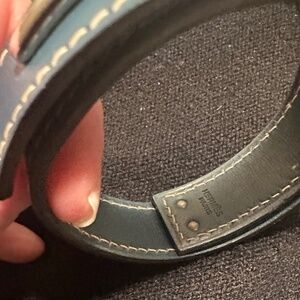 Hermes Teal Leather Wrap Bracelet